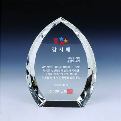 [트라포]크리스탈상패 감사패 TR40 다리미 공로패 통상패